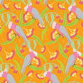 Wild Australia Groovy Galahs Orange - Amanda Joy Designs KK Fabrics - Three Wishes Patchwork Fabric