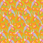 Pink grey galahs eucalyptus flowering gum orange fabric for Australian native bird quilts and patchwork projects