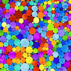 Rainbow dots on black background digital print for modern quilts and patchwork sewing projects