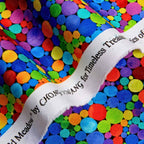 Rainbow dots on black background digital print for modern quilts and patchwork sewing projects