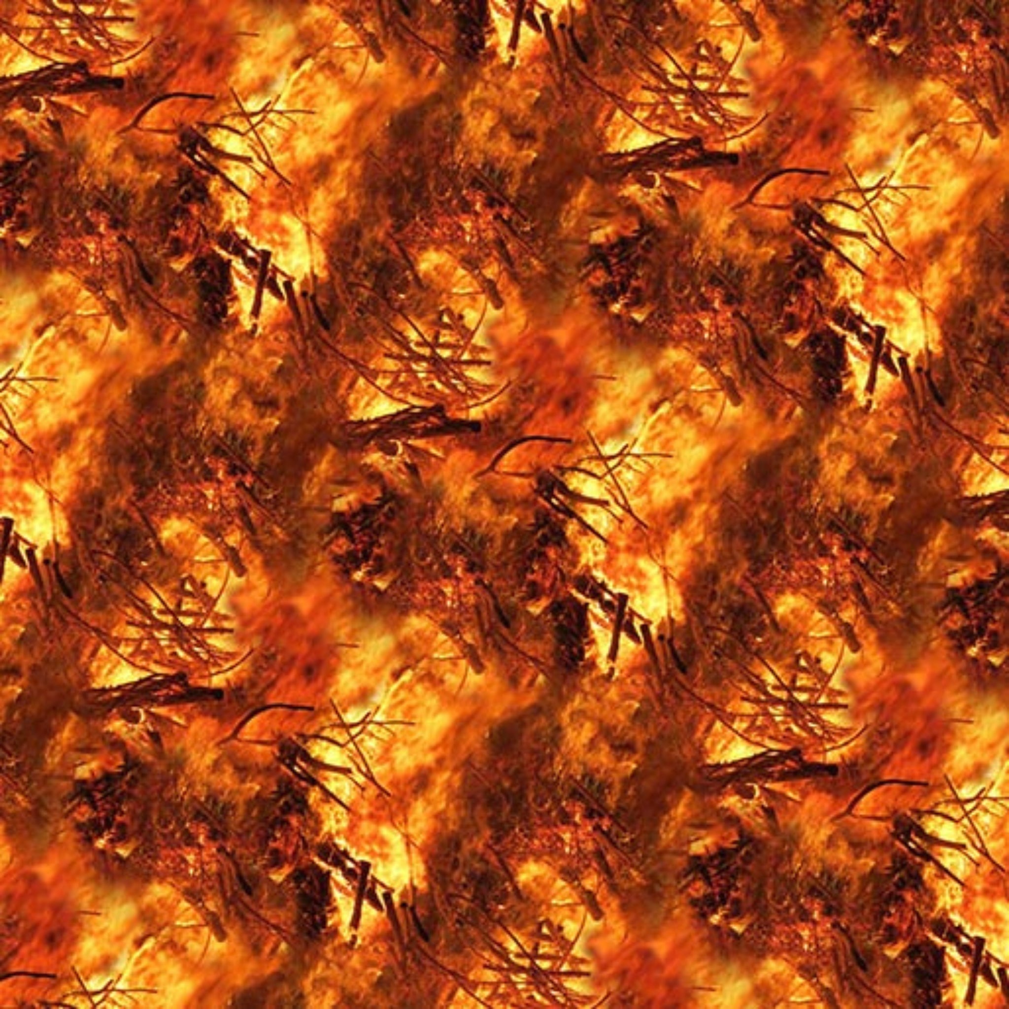 Bushfire flame repeat orange amber brown burning branches fabric for firefighter quilts and Wildfire Heroes patchwork projects