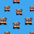 Australian firetruck repeat red white bright blue fabric for boys quilts children's novelty kids patchwork projects