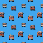 Australian firetruck repeat red white bright blue fabric for boys quilts children's novelty kids patchwork projects