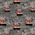 Australian firetruck repeat red white grey gravel background fabric for boys quilts children's novelty kids patchwork projects