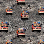 Australian firetruck repeat red white grey gravel background fabric for boys quilts children's novelty kids patchwork projects