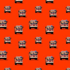 Australian firetruck repeat red white bold red background fabric for boys quilts children's novelty kids patchwork projects