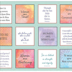 Women Are inspirational quotes panel featuring empowering messages in 5x5 inch blocks on turquoise background