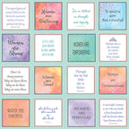 Women Are inspirational quotes panel featuring empowering messages in 5x5 inch blocks on turquoise background