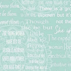Women Are inspirational words quilting fabric - turquoise with empowering phrases for patchwork projects