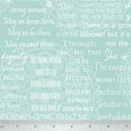 Women Are inspirational words quilting fabric - turquoise with empowering phrases for patchwork projects