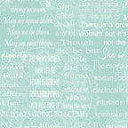 Women Are inspirational words quilting fabric - turquoise with empowering phrases for patchwork projects