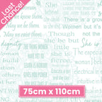 Women Are inspirational words quilting fabric - white with turquoise empowering phrases for patchwork projects