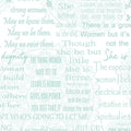 Women Are inspirational words quilting fabric - white with turquoise empowering phrases for patchwork projects