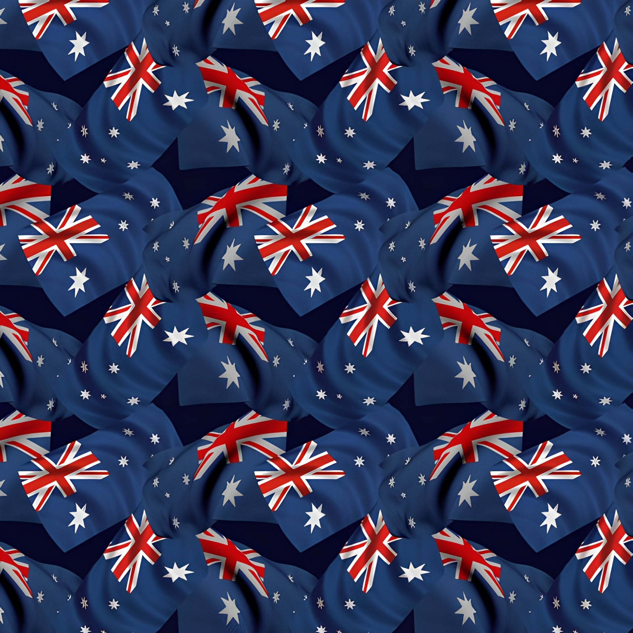 Australian flags overlapping navy red white fabric for ANZAC quilts Australia Day patriotic patchwork sewing projects