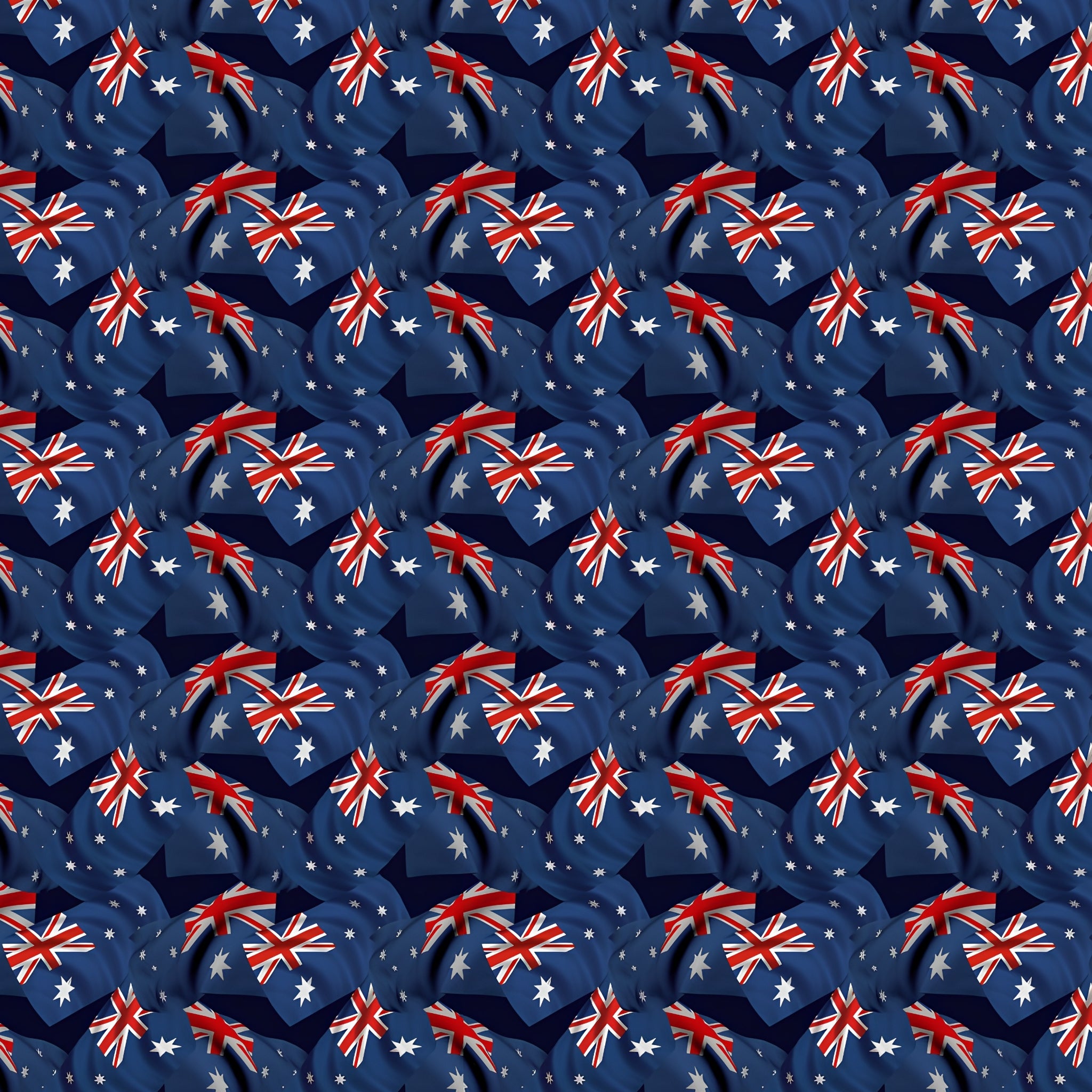 Australian flags overlapping navy red white fabric for ANZAC quilts Australia Day patriotic patchwork sewing projects