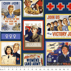 Women's Wartime Service Blocks Allover - KK Fabrics - Three Wishes Patchwork Fabric