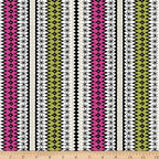 Knit-inspired fair isle geometric stripe pink olive green black cream zigzag chevron quilting cotton for quilts borders binding tote bags and aprons