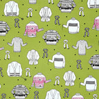 Illustrated ugly sweater knitting scarves cardigans white black hot pink on olive green novelty quilting cotton for quilts tote bags sewing room accessories and knitter gifts