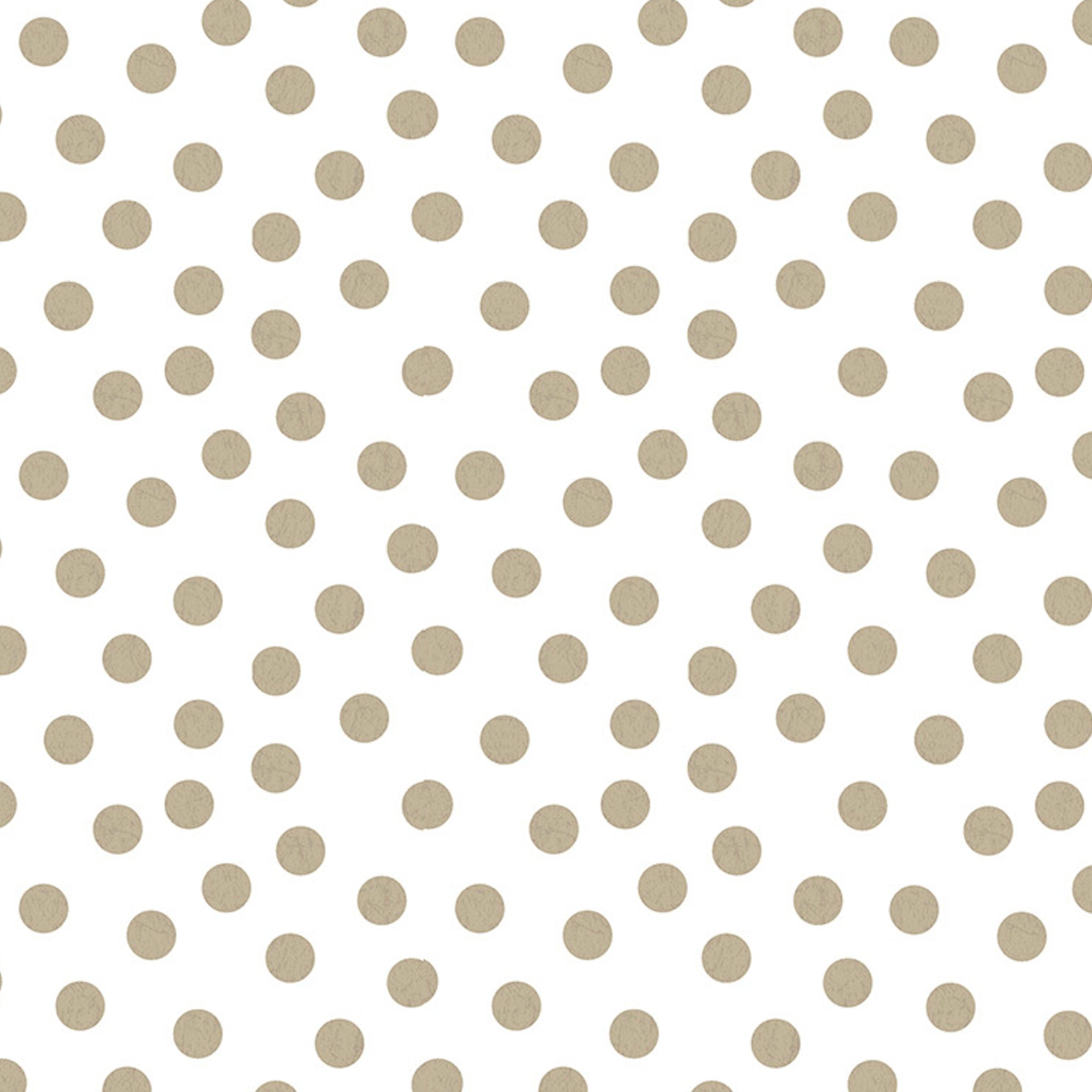 White fabric with beige polka dots for quilts and patchwork projects