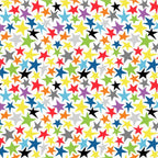 White star fabric with multicolour rainbow stars for kids quilts and patchwork