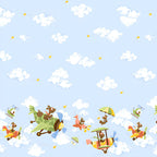 Zig flying ace dog double border blue multi dogs planes helicopters novelty kids quilting fabric boys quilts children's projects