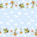 Zig flying ace dog double border blue multi dogs planes helicopters novelty kids quilting fabric boys quilts children's projects