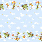 Zig flying ace dog double border blue multi dogs planes helicopters novelty kids quilting fabric boys quilts children's projects