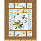 Zig flying ace dog quilt panel brown dogs parachuting planes kites novelty kids quilting fabric boys quilts nursery wall hangings