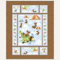Zig flying ace dog quilt panel brown dogs parachuting planes kites novelty kids quilting fabric boys quilts nursery wall hangings