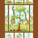 Zoe giraffe family brown novelty panel kids quilting fabric children's quilts baby nursery wall hangings