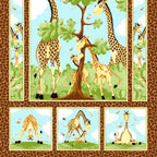Zoe giraffe family brown novelty panel kids quilting fabric children's quilts baby nursery wall hangings