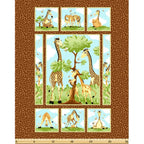 Zoe giraffe family brown novelty panel kids quilting fabric children's quilts baby nursery wall hangings