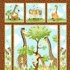 Zoe giraffe family brown novelty panel kids quilting fabric children's quilts baby nursery wall hangings