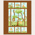 Zoe giraffe family brown novelty panel kids quilting fabric children's quilts baby nursery wall hangings