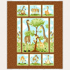 Zoe giraffe family brown novelty panel kids quilting fabric children's quilts baby nursery wall hangings