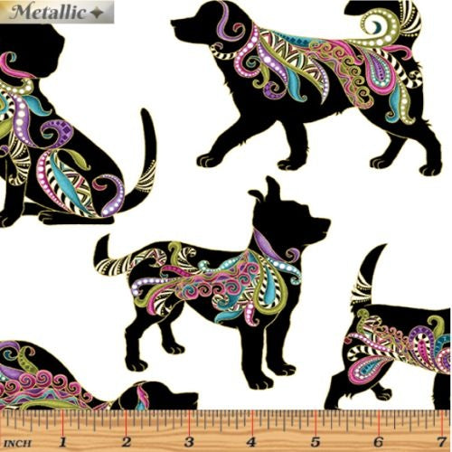 Dog On It Hot Diggity Large White - Ann Lauer Benartex - Three Wishes Patchwork Fabric