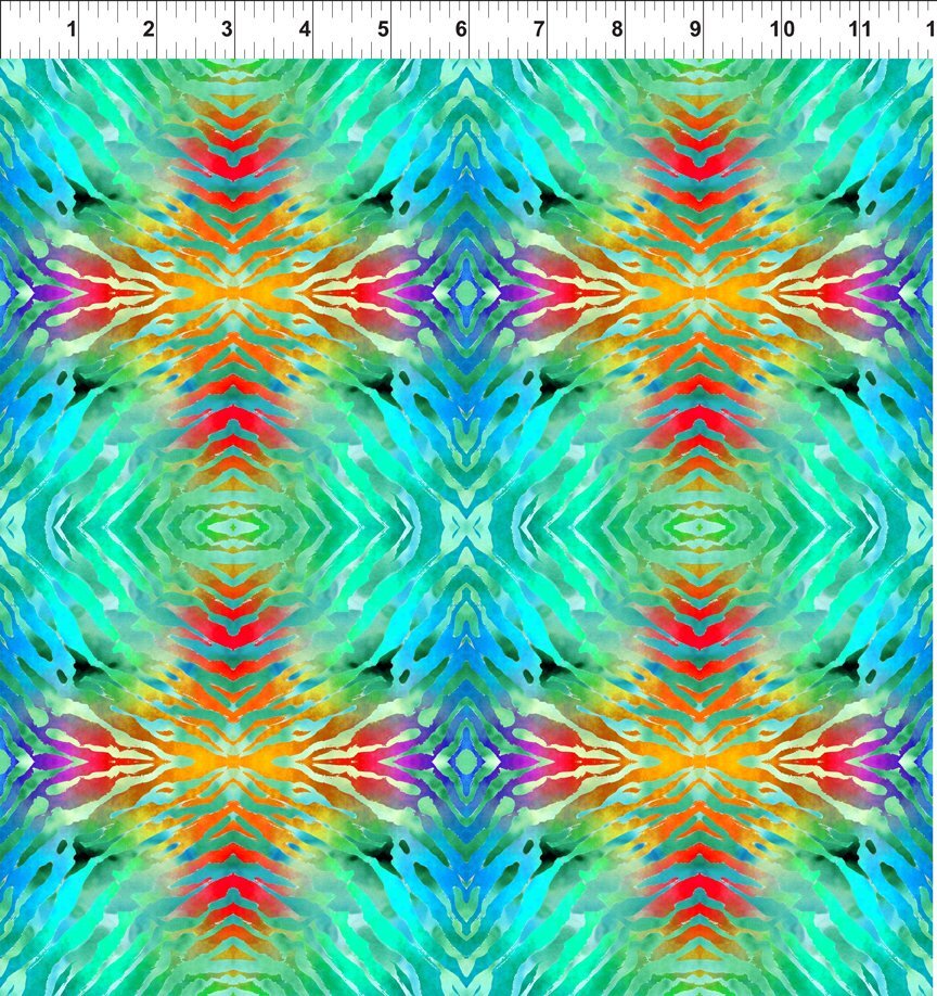 Safari Digital Tie Dye Kaleidoscope (Aqua)