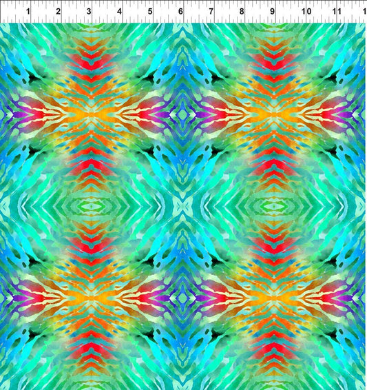 Safari Digital Tie Dye Kaleidoscope (Aqua)