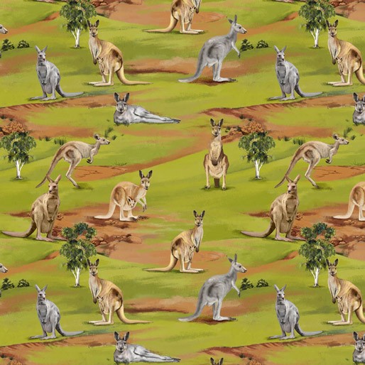 Wildlife Valley: Kangaroos Allover (Grey & Brown)