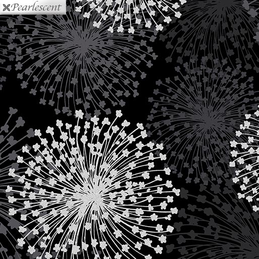 Shimmer & Shine: Shimmery Dandelion Black/Silver by Benartex - Three Wishes Patchwork Fabric