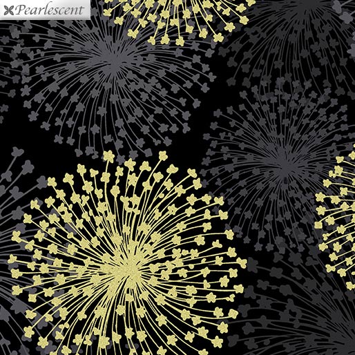 Shimmer & Shine: Shimmery Dandelion Black/Gold by Benartex - Three Wishes Patchwork Fabric