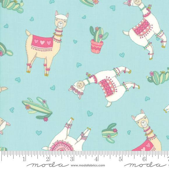 Llama Love: Tossed Llamas (Aqua)
