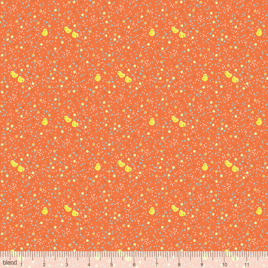 On This Farm: Clover Chicks Coral by Blend - Three Wishes Patchwork Fabric