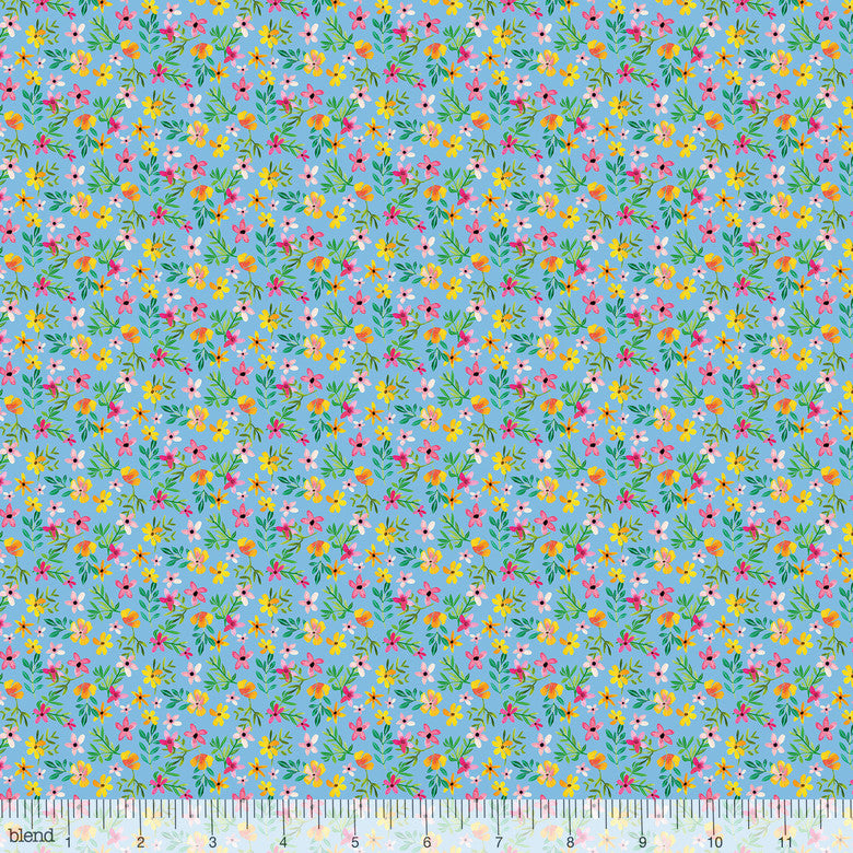 Forest Friends Coordinate: Delicate Watercolor (Blue) - Three Wishes Patchwork Fabric