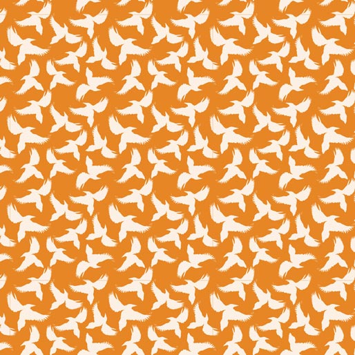 Taking Flight: Flying Birds on Orange by Amanda Joy Designs