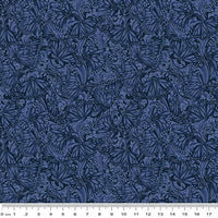 Accent on Sunflowers: Butterfly Fields Indigo by Jackie Robinson for Benartex