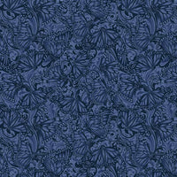 Accent on Sunflowers: Butterfly Fields Indigo by Jackie Robinson for Benartex