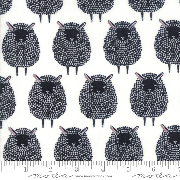 Farm Charm by Gingiber for Moda - Black Sheep on Ivory
