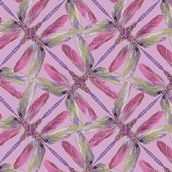 Dance Of The Dragonfly: Pinwheel Geo Lilac/Pink by Benartex