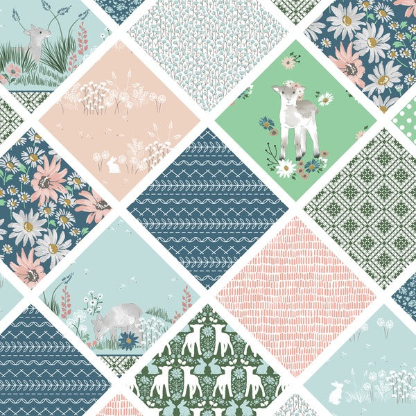 Lamb: Sunday Picnic in Morning Dew (Blue/Multi) 140 cms Wide